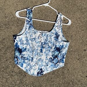 Floral Blue and White Corset Top